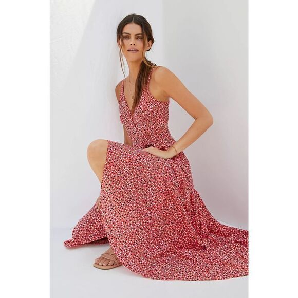 Anthropologie - Flutter Wrap Midi Dress petite M - Picture 5 of 16